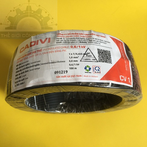 Dây cáp điện Cadivi CV 1, màu đen, cuộn 100 mét